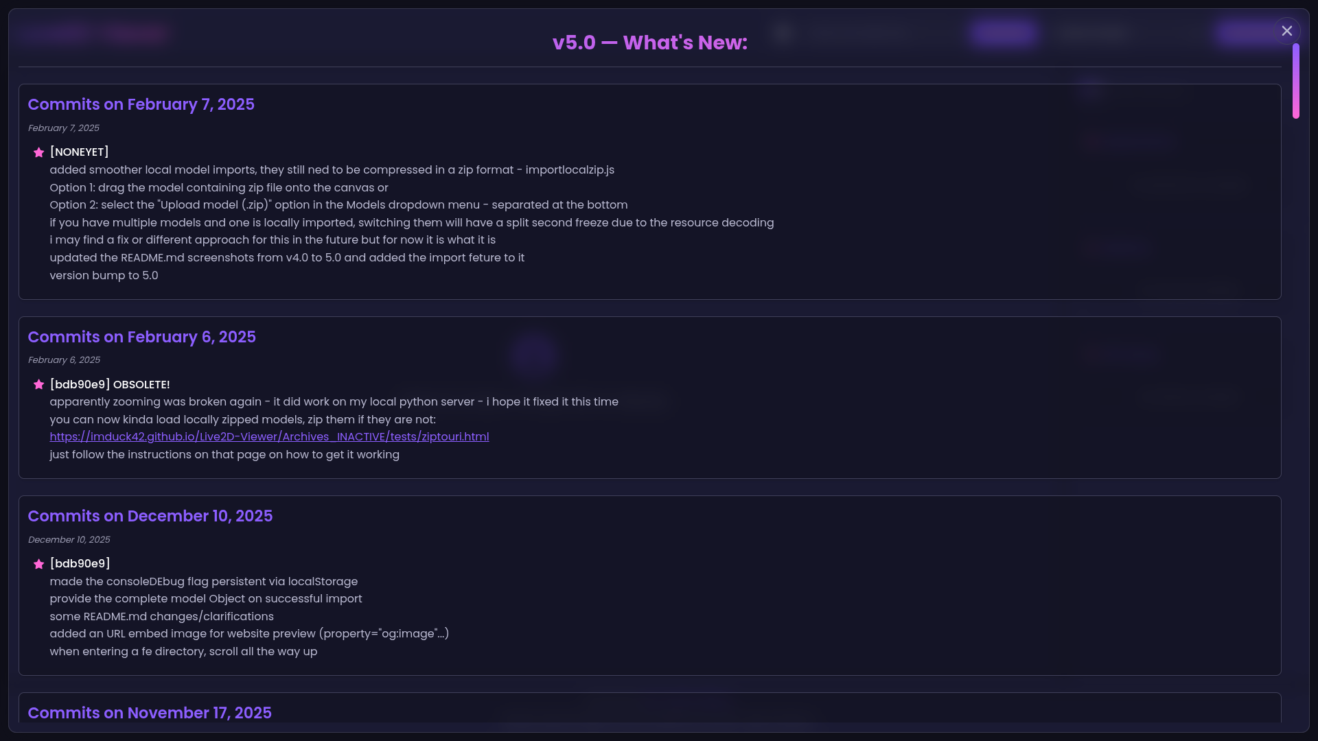 Changelog on Desktop